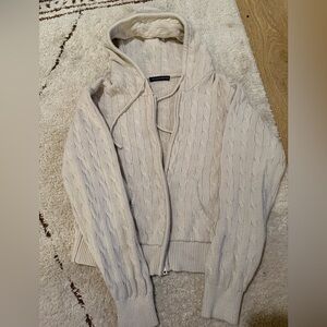 SOLD-Brandy Melville Off-White Cable Knit Hoodie